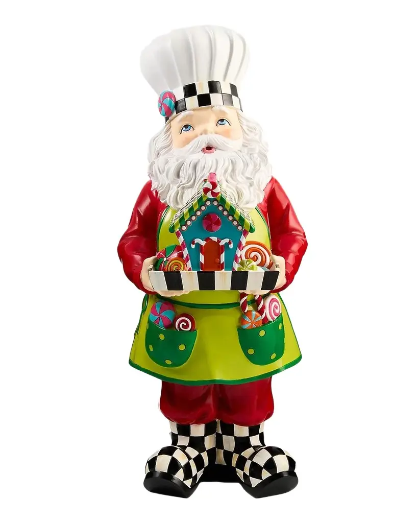 MacKenzie-Childs Confetti Chef Santa Resin Figurine