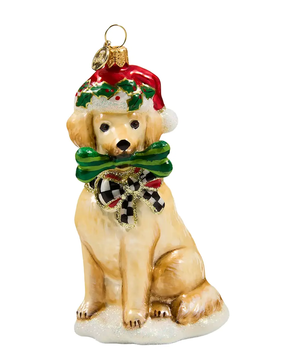 MacKenzie-Childs Holiday Golden Retriever Dog Glass Ornament | Thumbnail 2