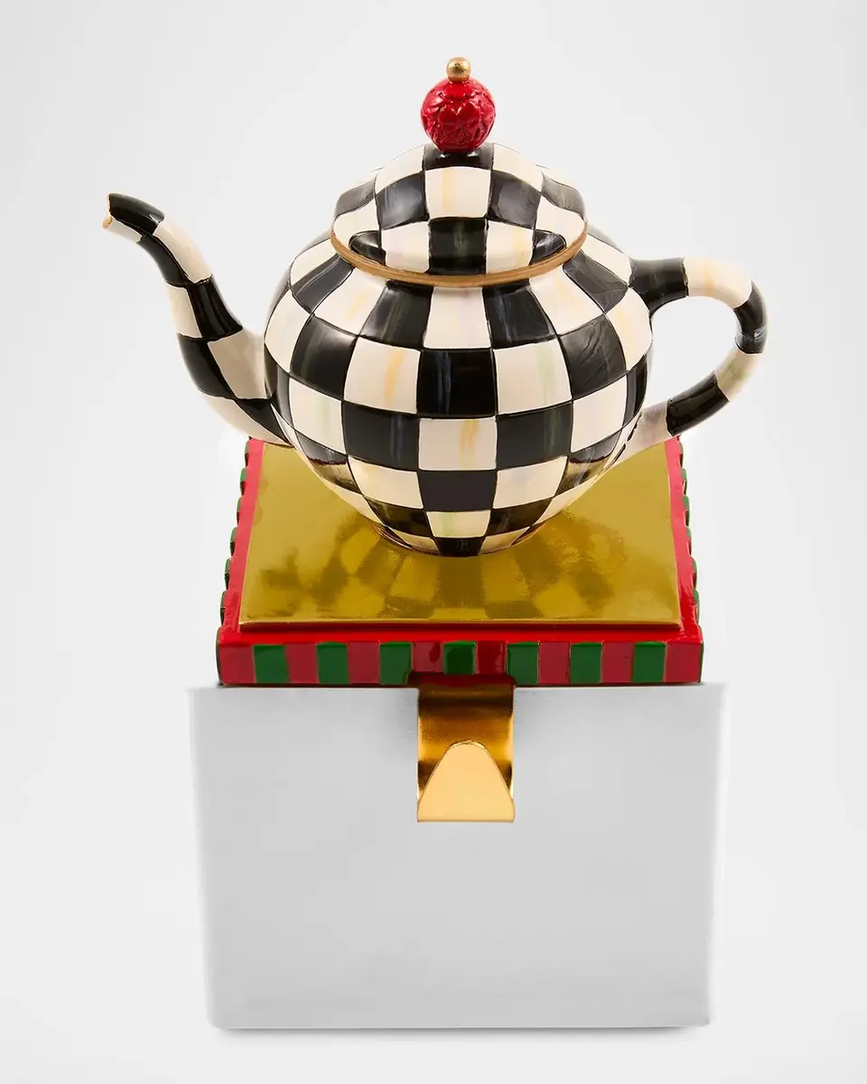 MacKenzie-Childs Courtly Check Teapot Stocking Holder | Thumbnail 3 MacKenzie-Childs Courtly Check Teapot Stocking Holder | Thumbnail 3