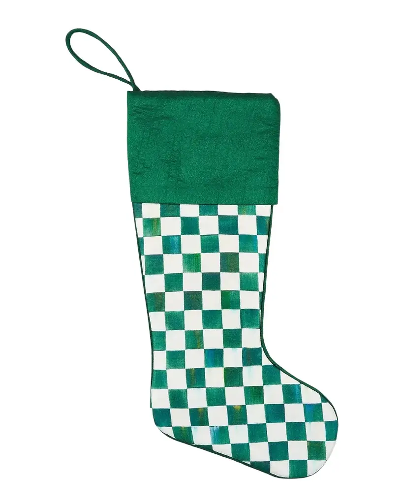 MacKenzie-Childs Emerald Check Stocking