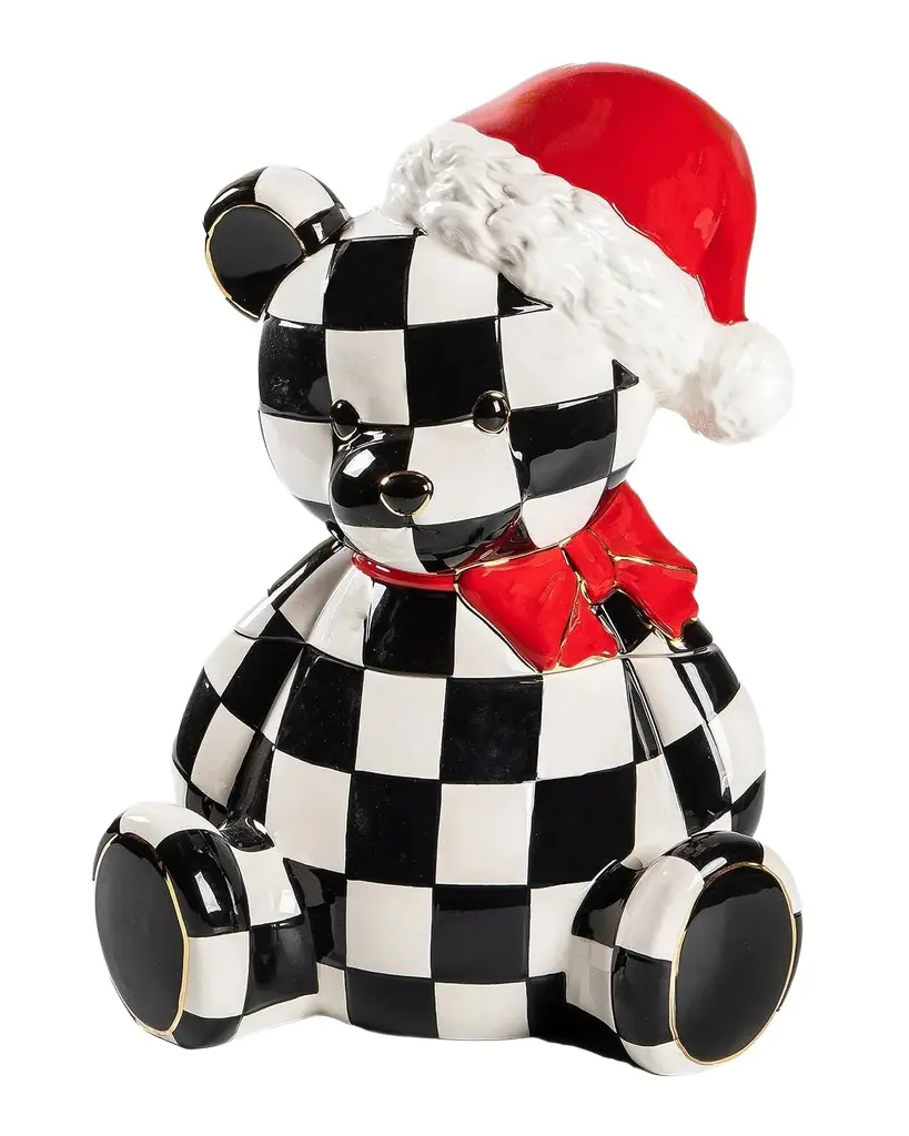 MacKenzie-Childs Courtly Santa Bear Cookie Jar