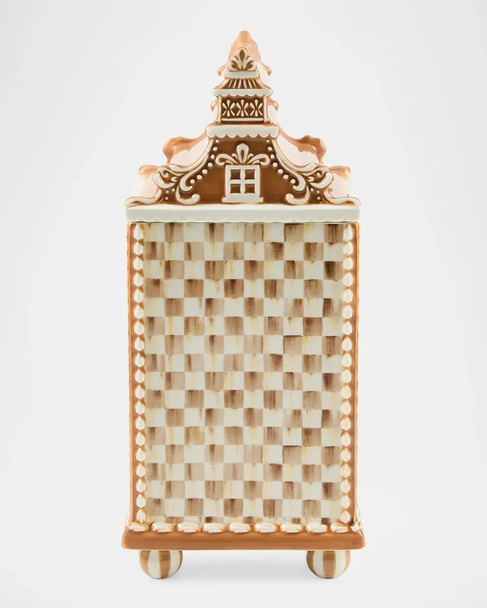 MacKenzie-Childs Mocha Check Gingerbread House Canister | Thumbnail 2 MacKenzie-Childs Mocha Check Gingerbread House Canister | Thumbnail 2