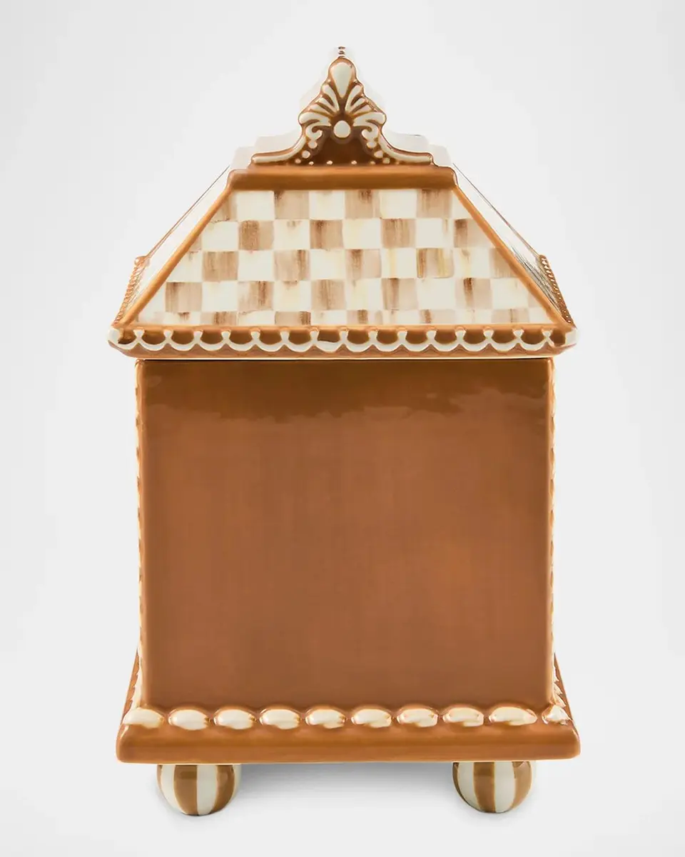 MacKenzie-Childs Mocha Check Ceramic Gingerbread House Cookie Jar | Thumbnail 2 MacKenzie-Childs Mocha Check Ceramic Gingerbread House Cookie Jar | Thumbnail 2