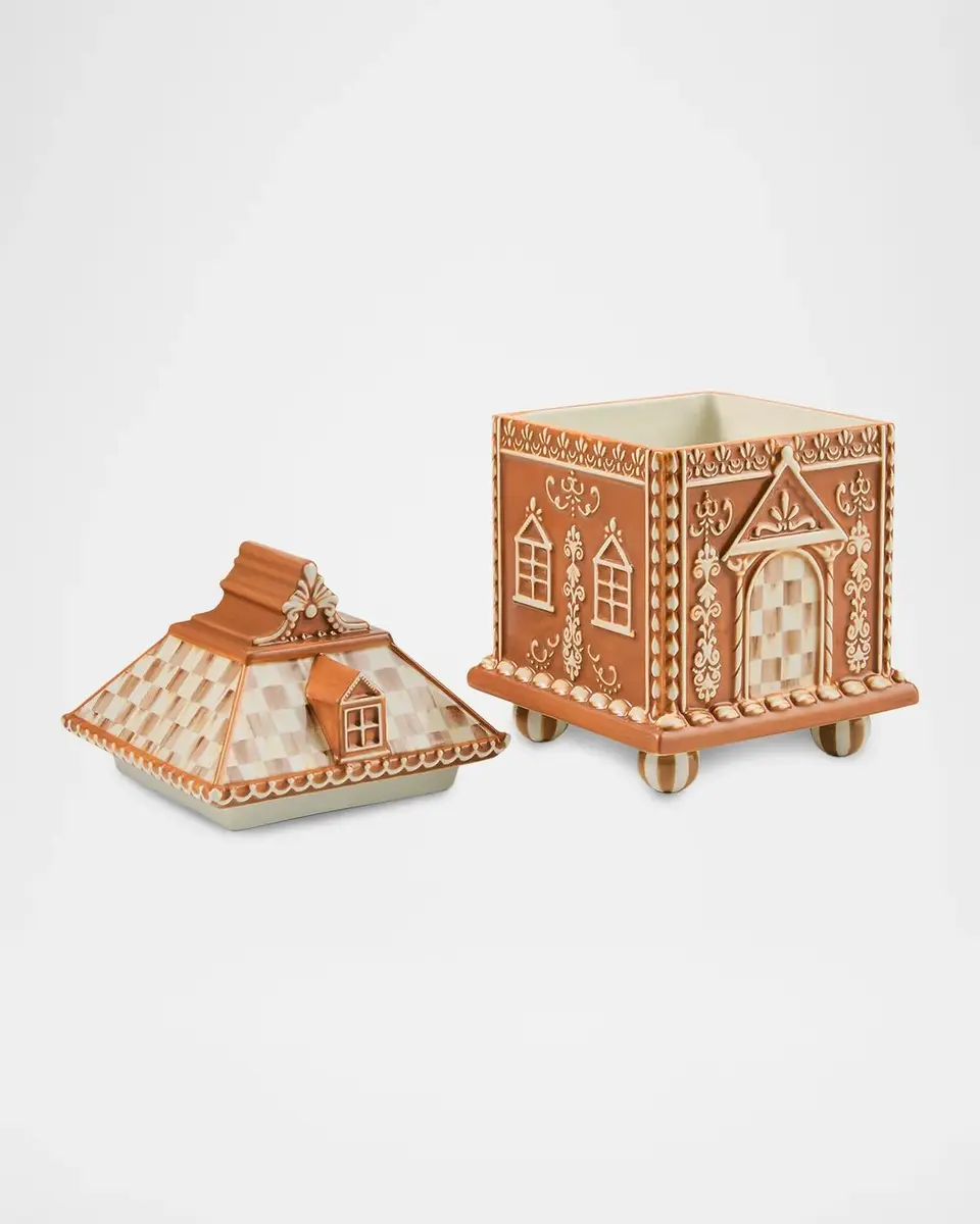 MacKenzie-Childs Mocha Check Ceramic Gingerbread House Cookie Jar | Thumbnail 3 MacKenzie-Childs Mocha Check Ceramic Gingerbread House Cookie Jar | Thumbnail 3