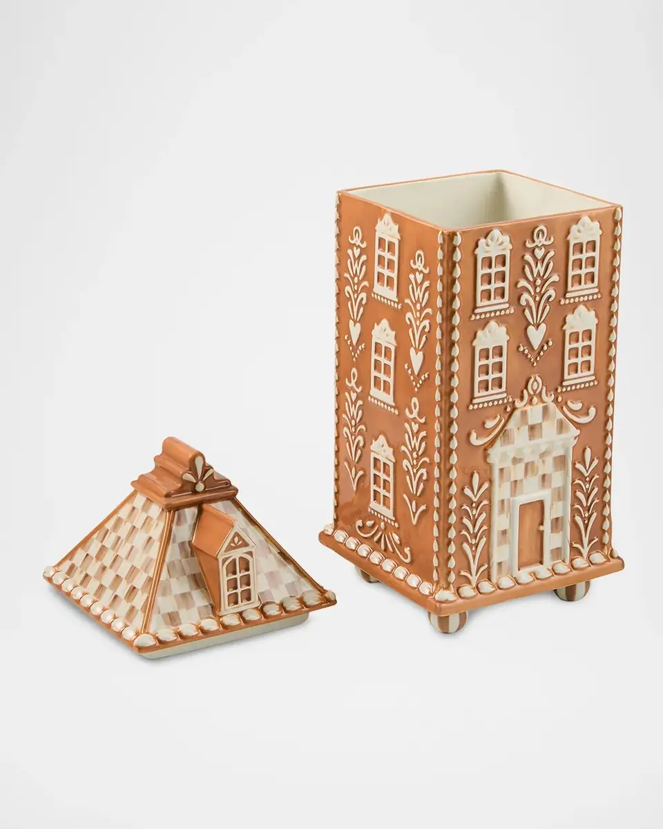 MacKenzie-Childs Mocha Check Gingerbread House Canister | Thumbnail 3 MacKenzie-Childs Mocha Check Gingerbread House Canister | Thumbnail 3