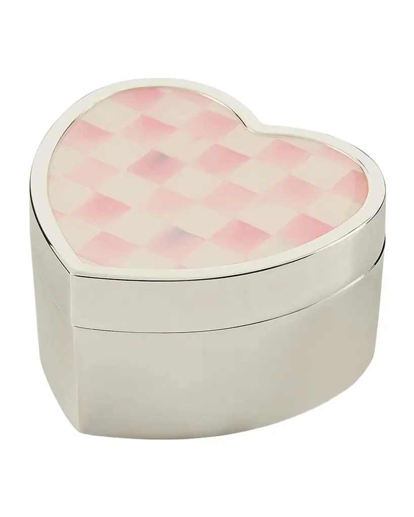 MacKenzie-Childs Rosy Check Heart Trinket Box