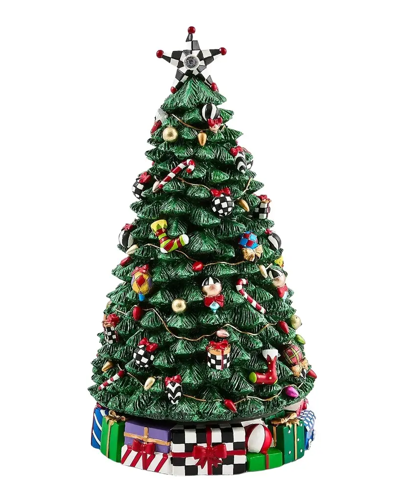 MacKenzie-Childs Christmas Carol Rotating Musical Tree Sculpture