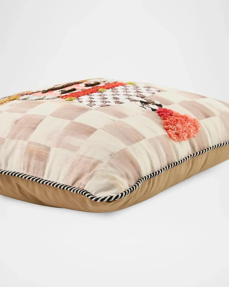 MacKenzie-Childs Mocha Check Nutcracker Throw Pillow | Thumbnail 2 MacKenzie-Childs Mocha Check Nutcracker Throw Pillow | Thumbnail 2
