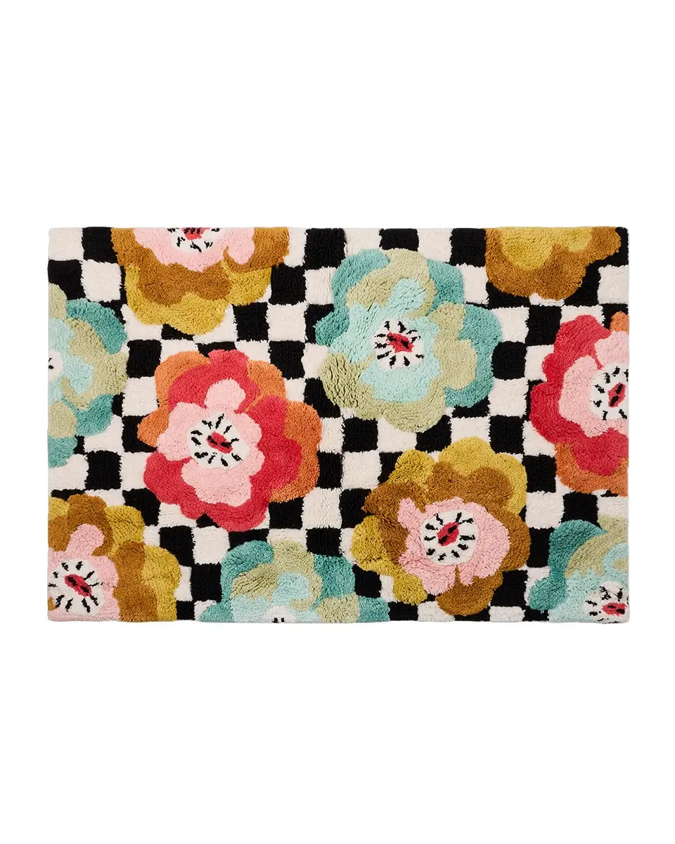 MacKenzie-Childs Floral Checkerboard Rug | Thumbnail 3
