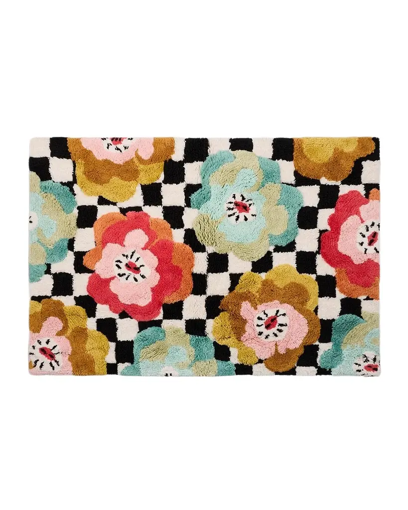 MacKenzie-Childs Floral Checkerboard Rug
