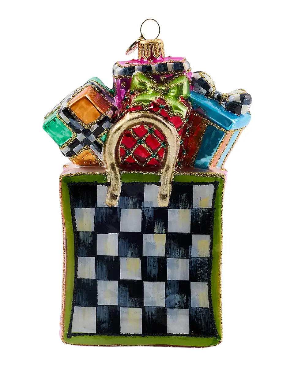 MacKenzie-Childs Confetti Shopping Bag Glass Ornament | Thumbnail 2 MacKenzie-Childs Confetti Shopping Bag Glass Ornament | Thumbnail 2