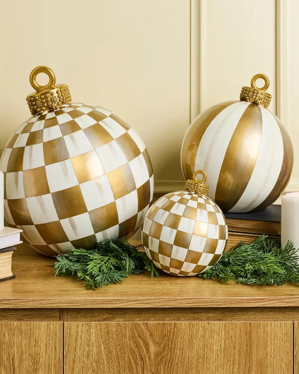 MacKenzie-Childs Large Checkered Christmas Ornament Decor | Thumbnail 3 MacKenzie-Childs Large Checkered Christmas Ornament Decor | Thumbnail 3