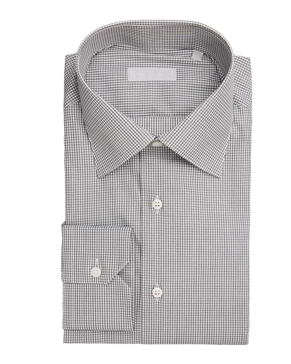 Stefano Ricci Men's Micro Check Cotton Dress Shirt | Thumbnail 3 Stefano Ricci Men's Micro Check Cotton Dress Shirt | Thumbnail 3