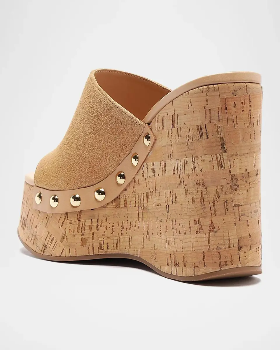 Schutz Dalle Studded Suede Wedge-Heel Mules | Thumbnail 3 Schutz Dalle Studded Suede Wedge-Heel Mules | Thumbnail 3
