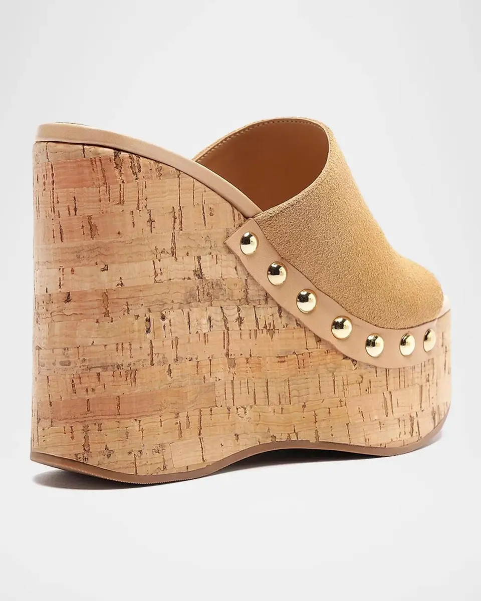 Schutz Dalle Studded Suede Wedge-Heel Mules | Thumbnail 4 Schutz Dalle Studded Suede Wedge-Heel Mules | Thumbnail 4