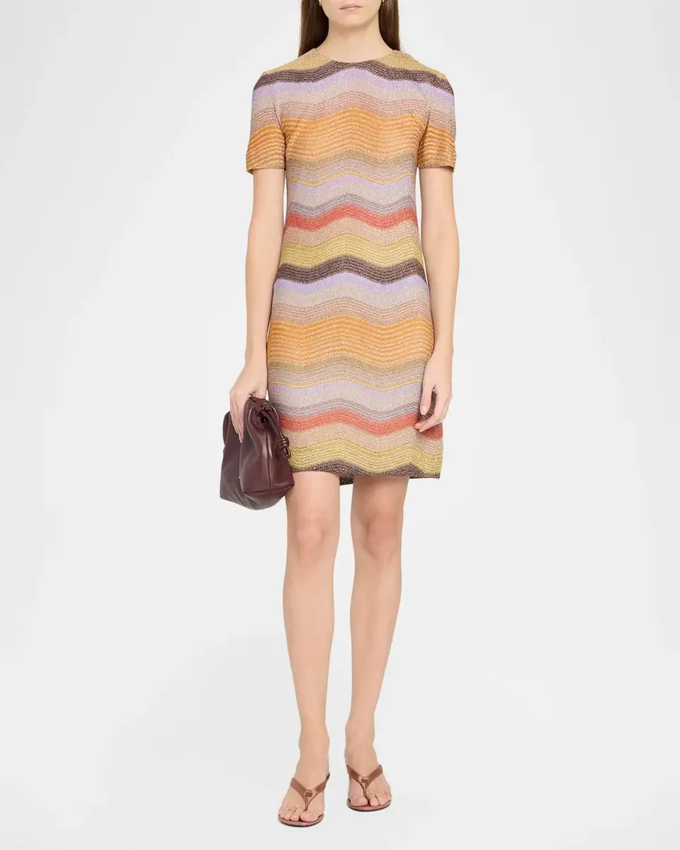 Missoni Metallic Chevron Short-Sleeve Mini Dress | Thumbnail 2