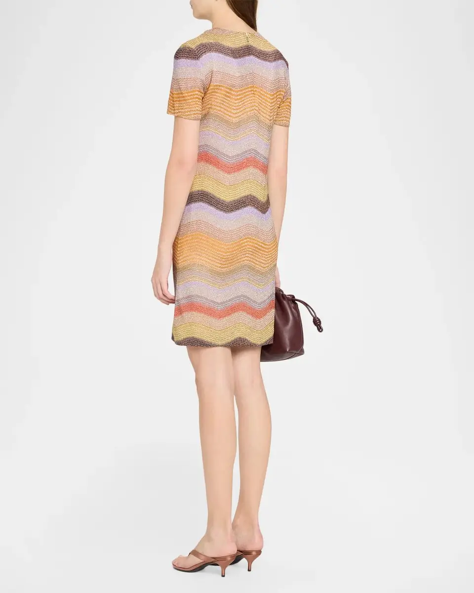Missoni Metallic Chevron Short-Sleeve Mini Dress | Thumbnail 3