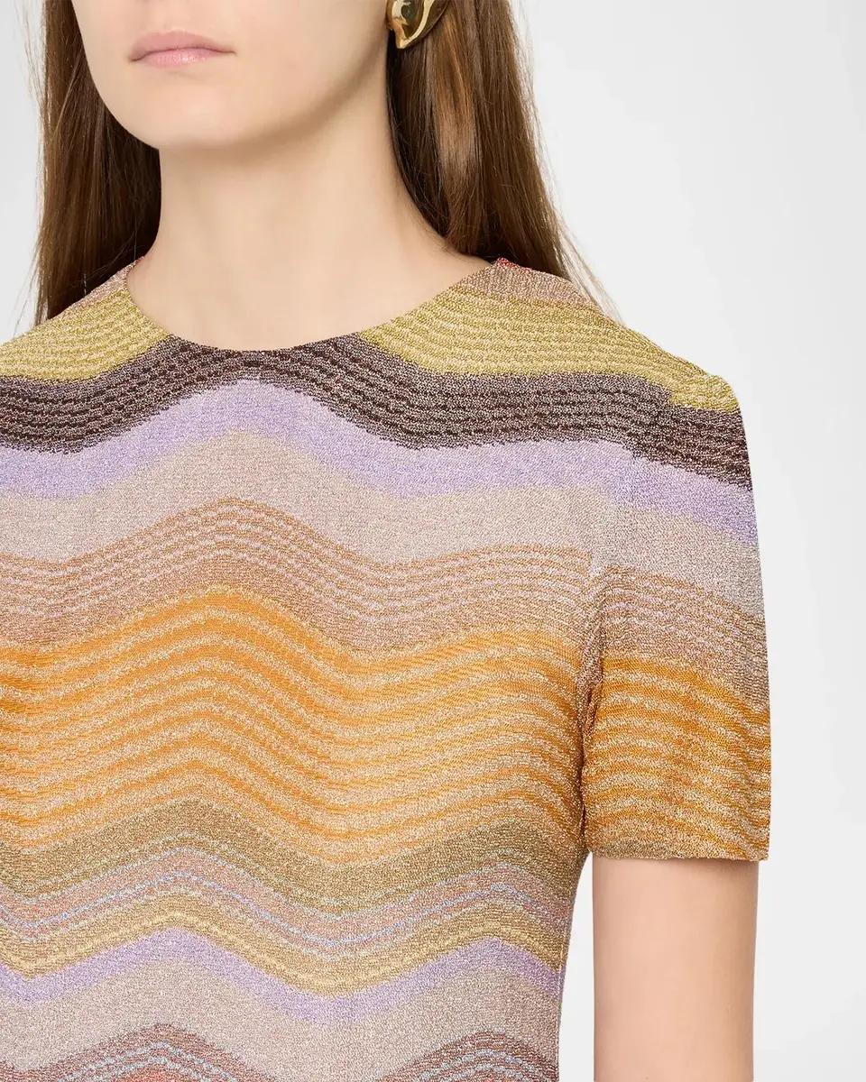 Missoni Metallic Chevron Short-Sleeve Mini Dress | Thumbnail 5