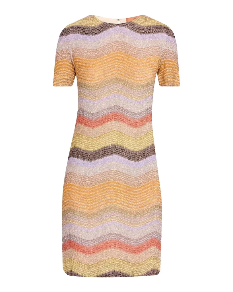 Missoni Metallic Chevron Short-Sleeve Mini Dress
