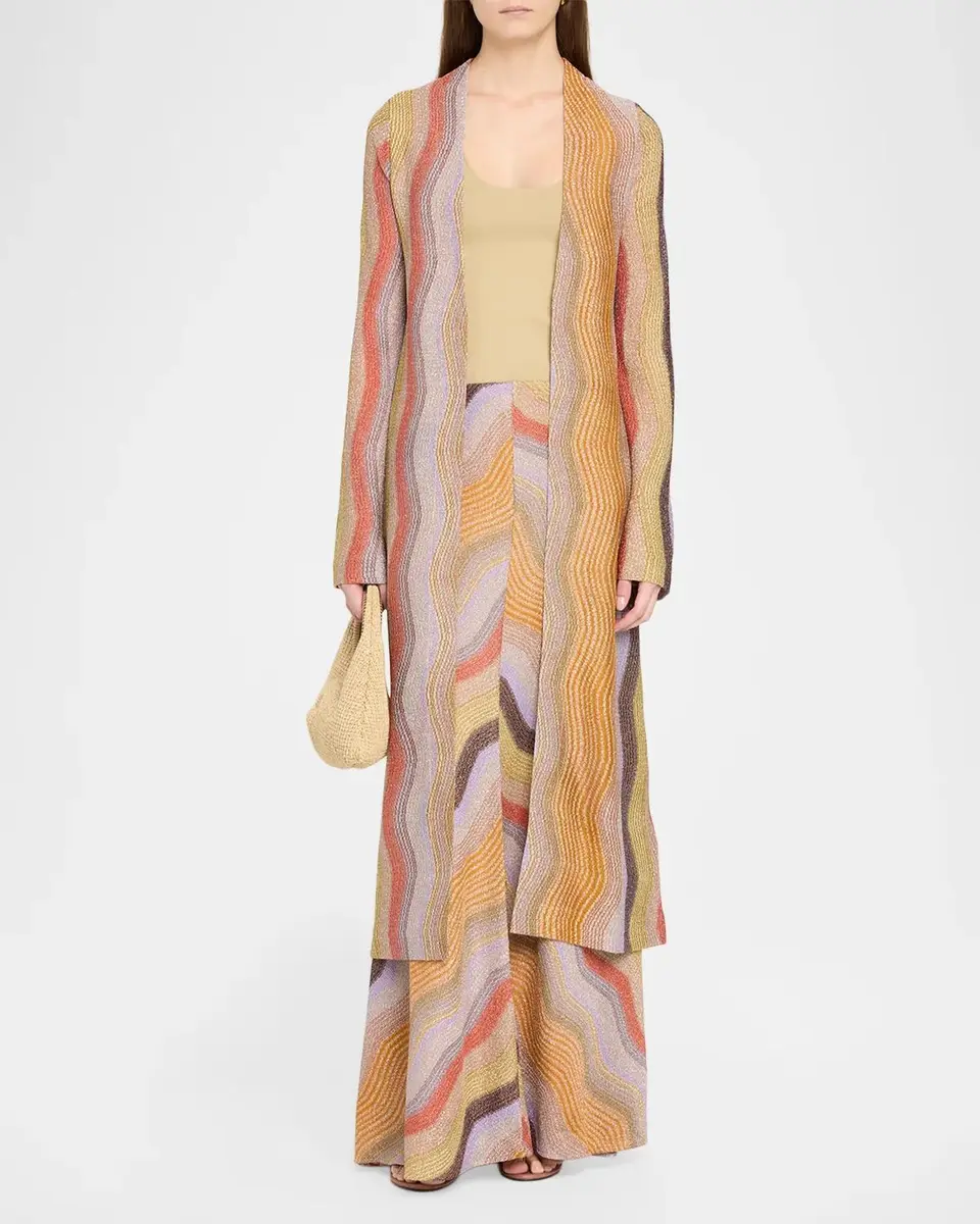 Missoni Metallic Chevron Knit Long Open Cardigan | Thumbnail 2