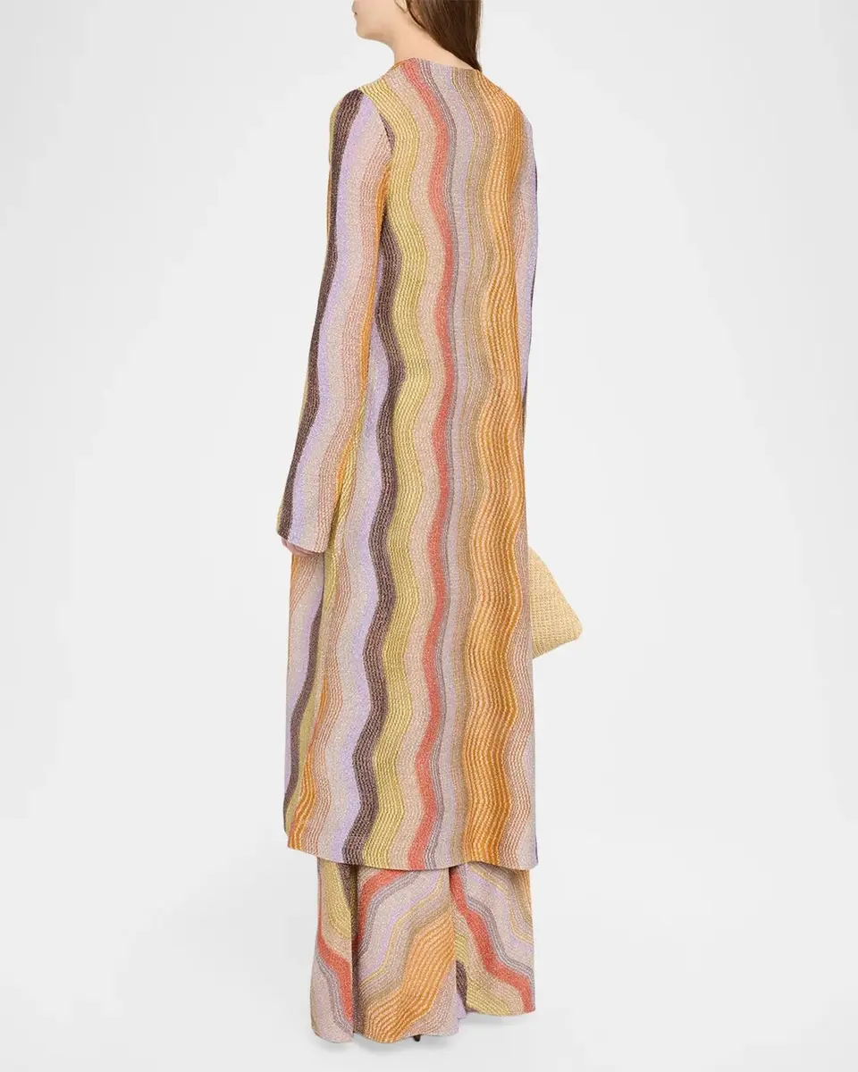 Missoni Metallic Chevron Knit Long Open Cardigan | Thumbnail 3