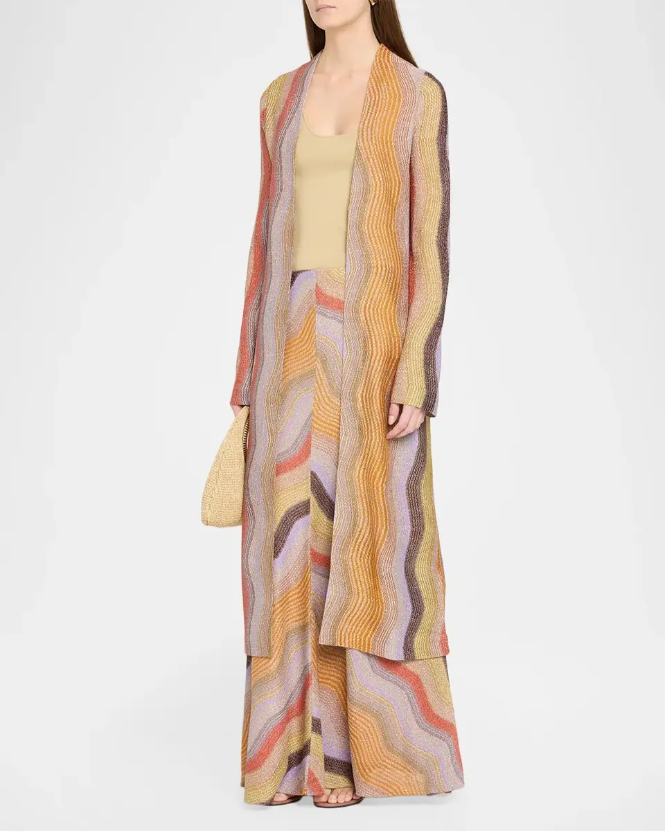 Missoni Metallic Chevron Knit Long Open Cardigan | Thumbnail 4