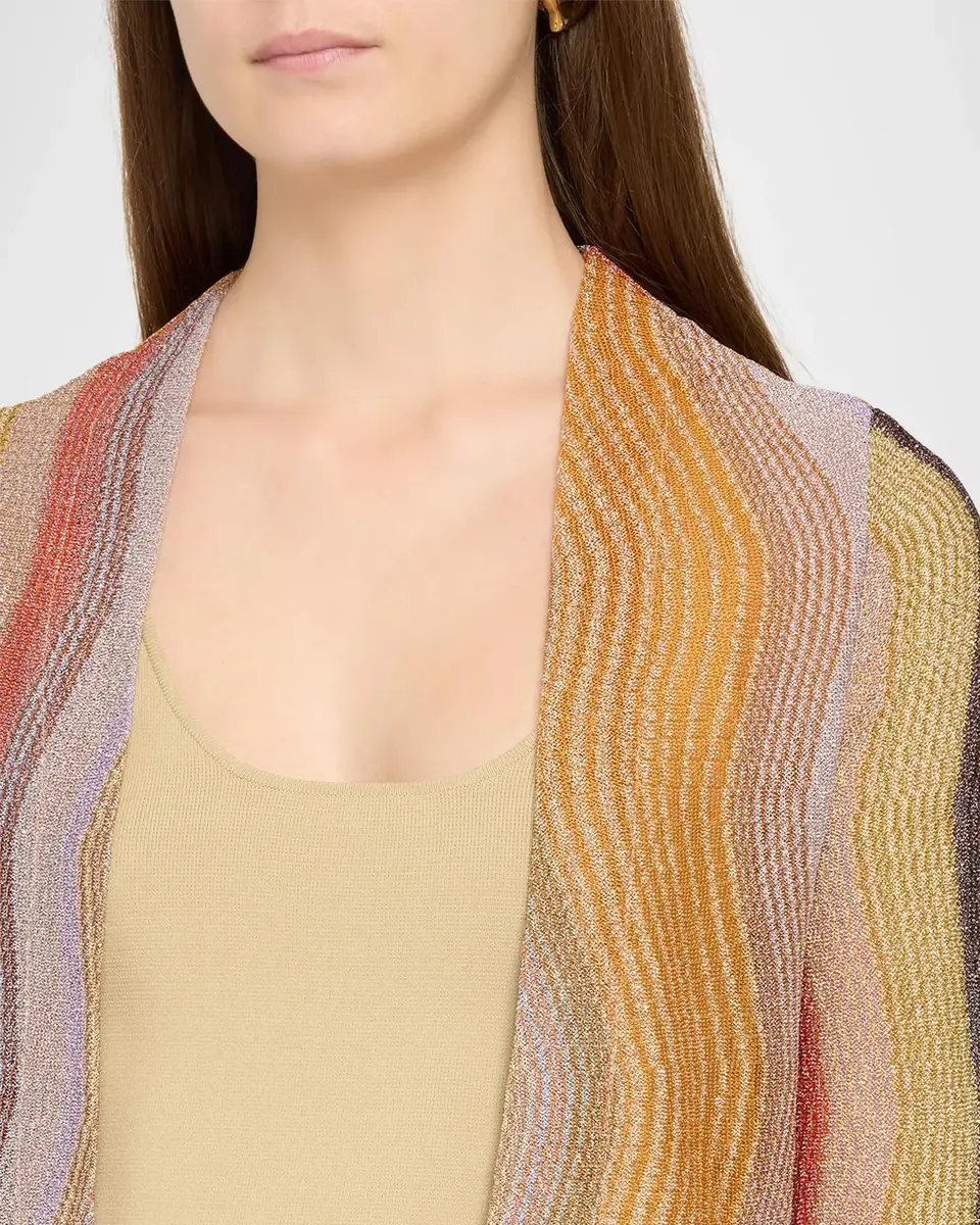 Missoni Metallic Chevron Knit Long Open Cardigan | Thumbnail 5