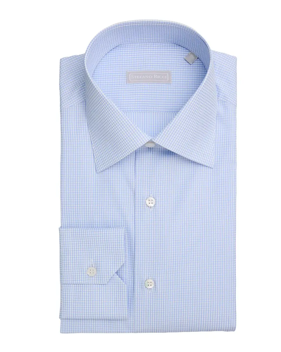 Stefano Ricci Men's Micro Check Cotton Dress Shirt | Thumbnail 3 Stefano Ricci Men's Micro Check Cotton Dress Shirt | Thumbnail 3