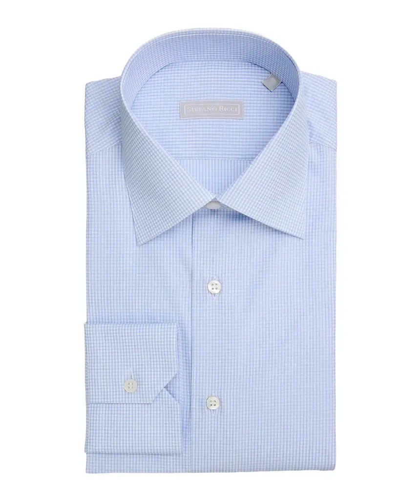 Stefano Ricci Men's Micro Check Cotton Dress Shirt