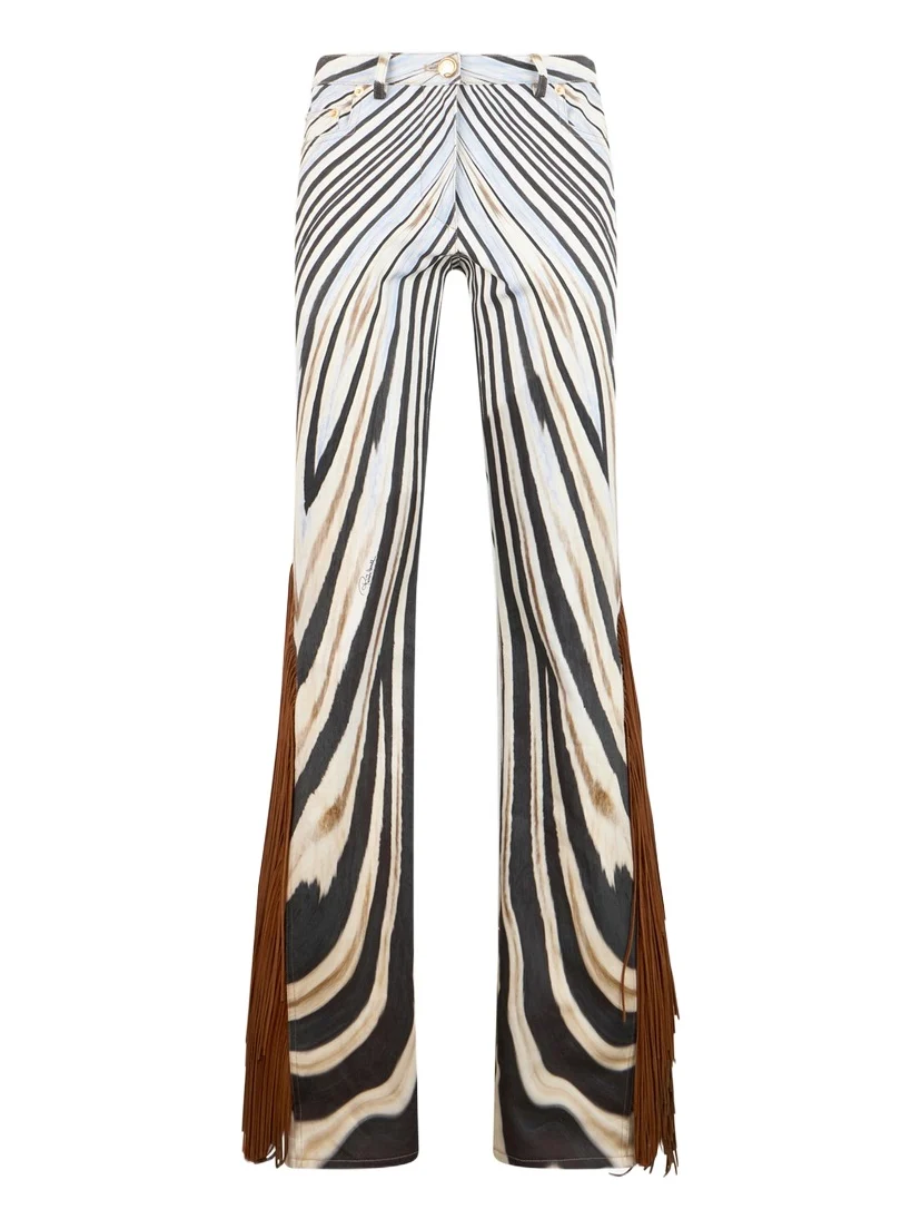 Roberto Cavalli Zebra Print Flared Jeans