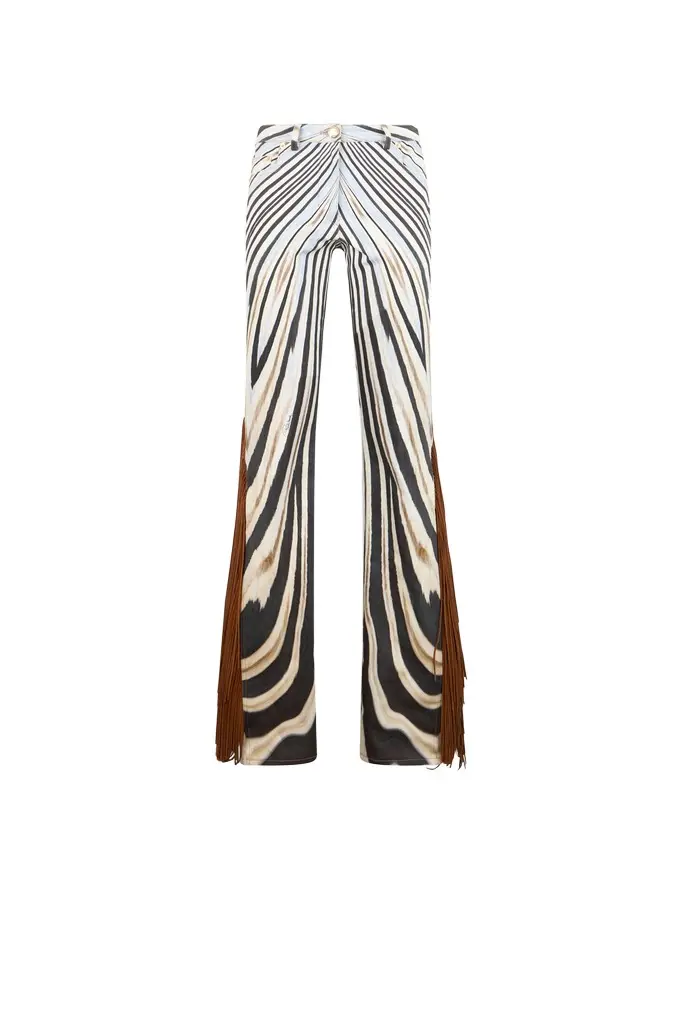 Roberto Cavalli Zebra Print Flared Jeans