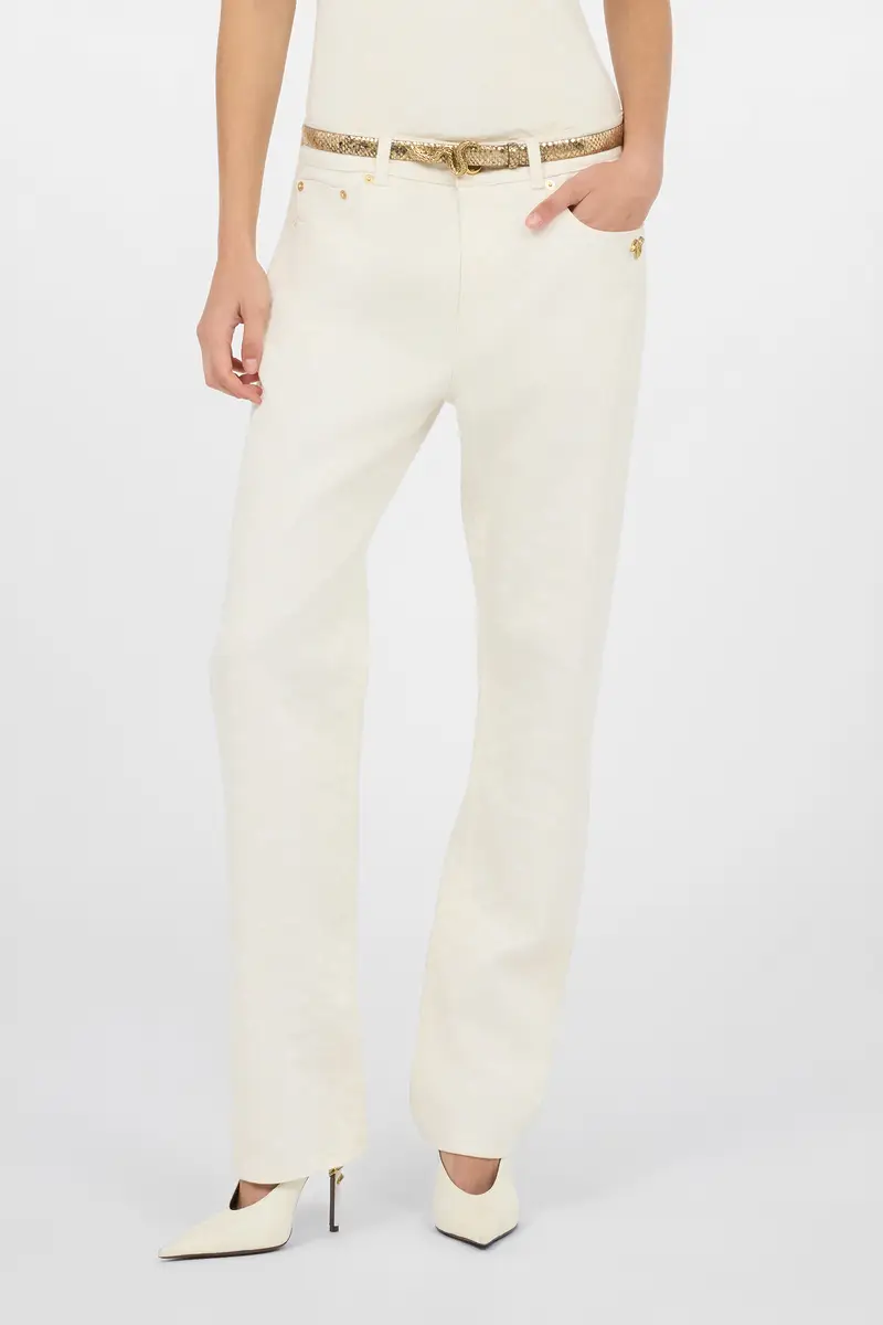Roberto Cavalli White Straight-Leg Jeans with Scale Print | Thumbnail 2 Roberto Cavalli White Straight-Leg Jeans with Scale Print | Thumbnail 2