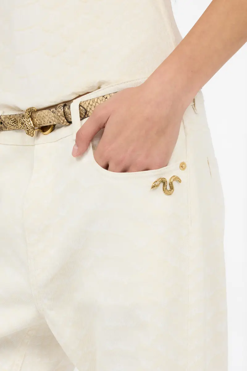 Roberto Cavalli White Straight-Leg Jeans with Scale Print | Thumbnail 5 Roberto Cavalli White Straight-Leg Jeans with Scale Print | Thumbnail 5