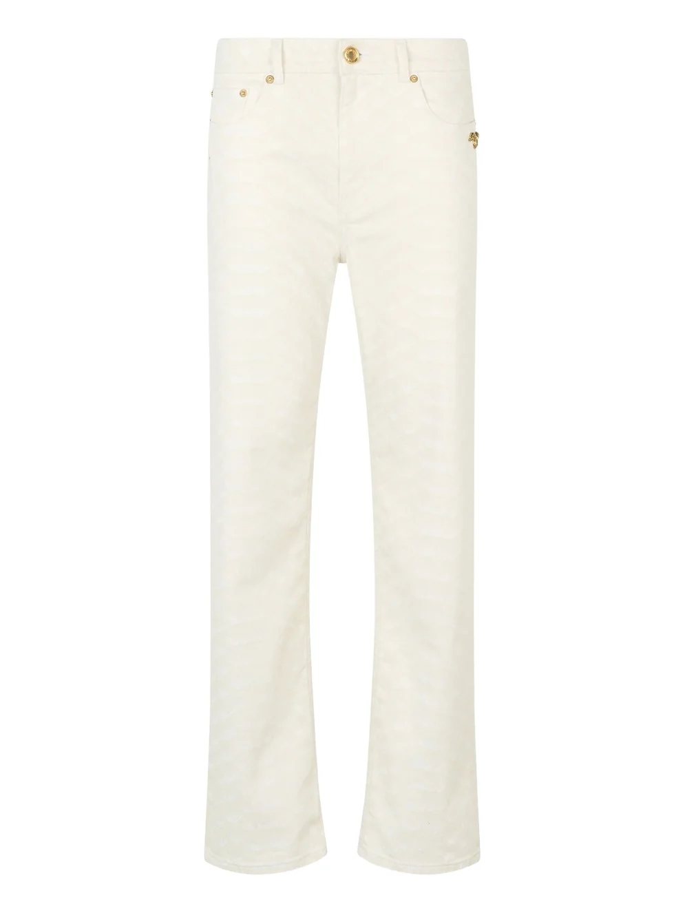 White Straight-Leg Jeans with Scale Print White Straight-Leg Jeans with Scale Print