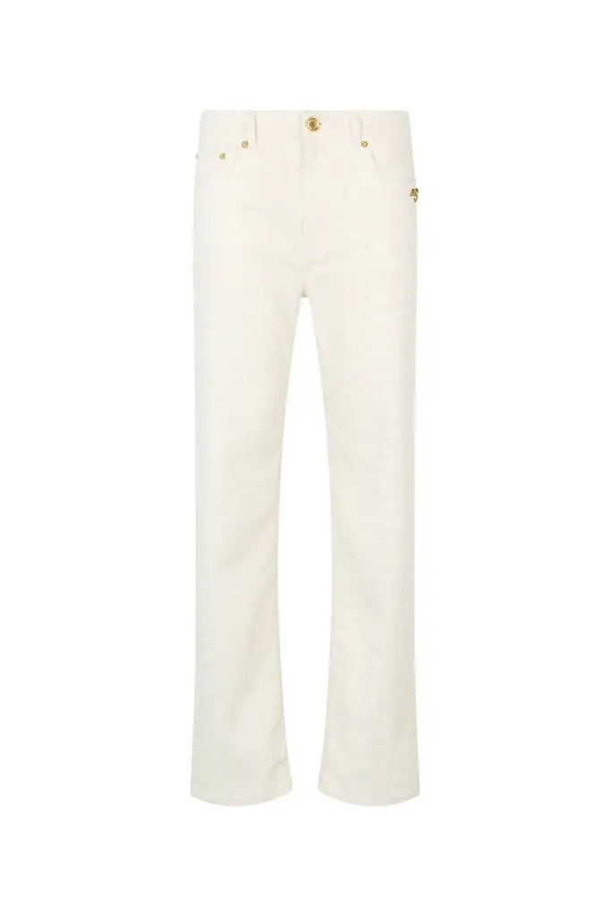 White Straight-Leg Jeans with Scale Print White Straight-Leg Jeans with Scale Print