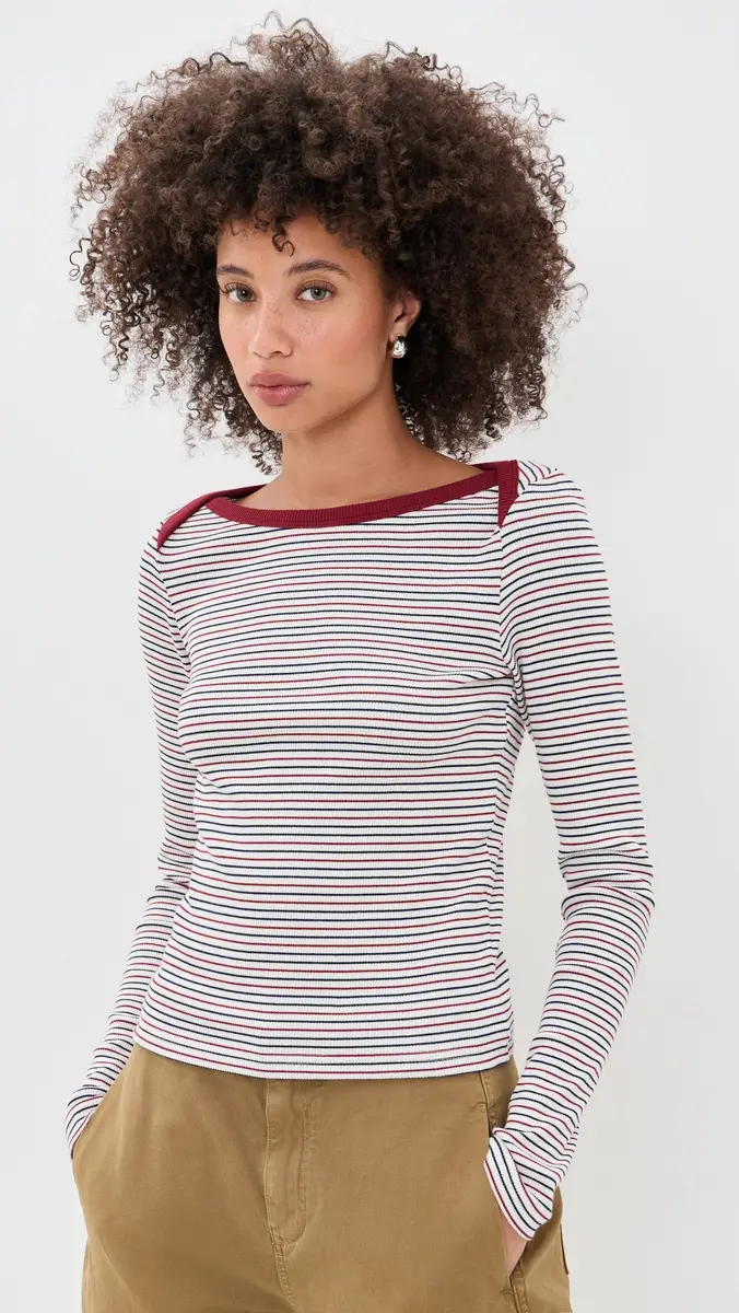 rag & bone The Essential Rib Stripe Bateau Tee | Thumbnail 2 rag & bone The Essential Rib Stripe Bateau Tee | Thumbnail 2