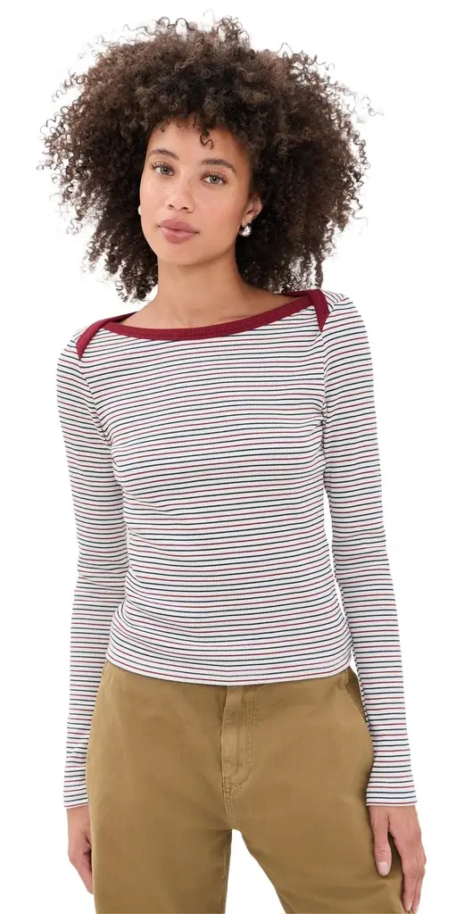 rag & bone The Essential Rib Stripe Bateau Tee