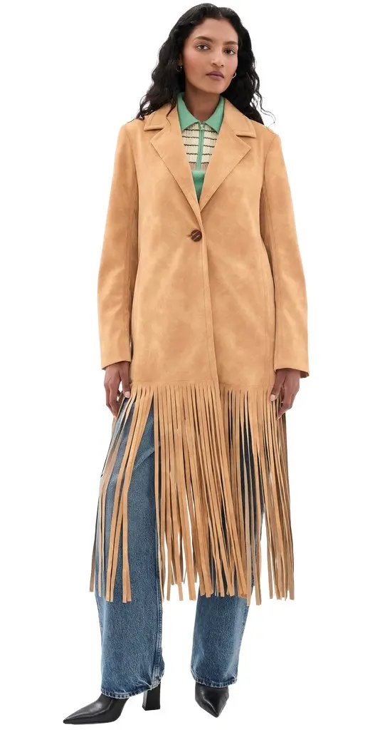 SIMONMILLER Vero Vegan Leather Fringe Coat