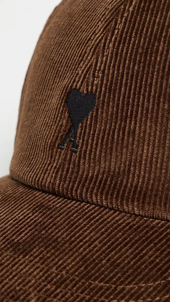 AMI Quota - Black De Coeur Embroidery Corduroy Cap | Thumbnail 6