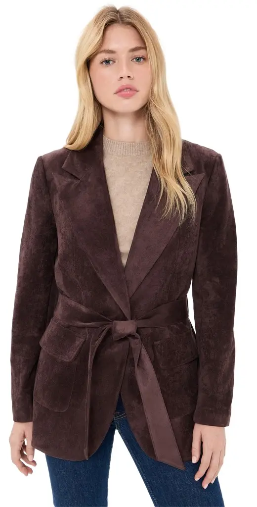 susana monaco Faux Suede Patch Pocket Blazer