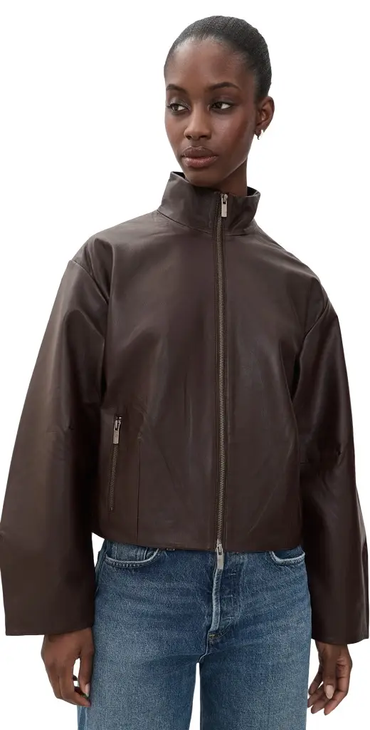 St. Agni Cocoon Zip Leather Jacket