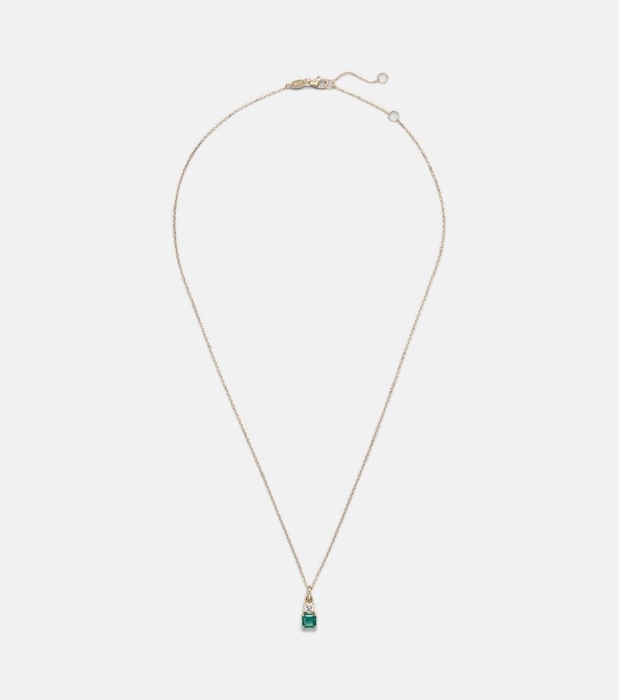 Luxe 14kt gold necklace with emerald and diamond Luxe 14kt gold necklace with emerald and diamond