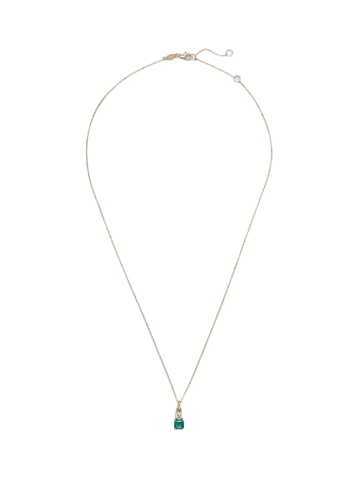 Luxe 14kt gold necklace with emerald and diamond