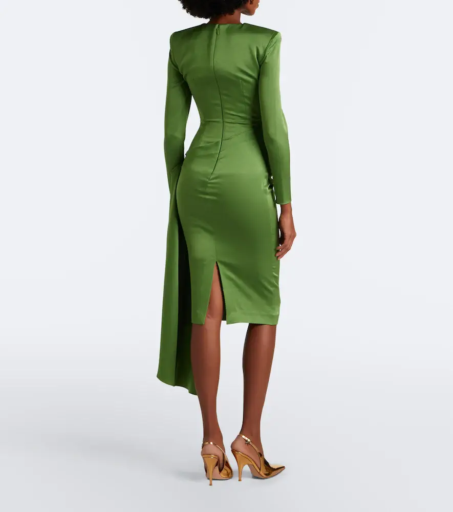 Alex Perry Draped crêpe satin midi dress | Thumbnail 3 Alex Perry Draped crêpe satin midi dress | Thumbnail 3
