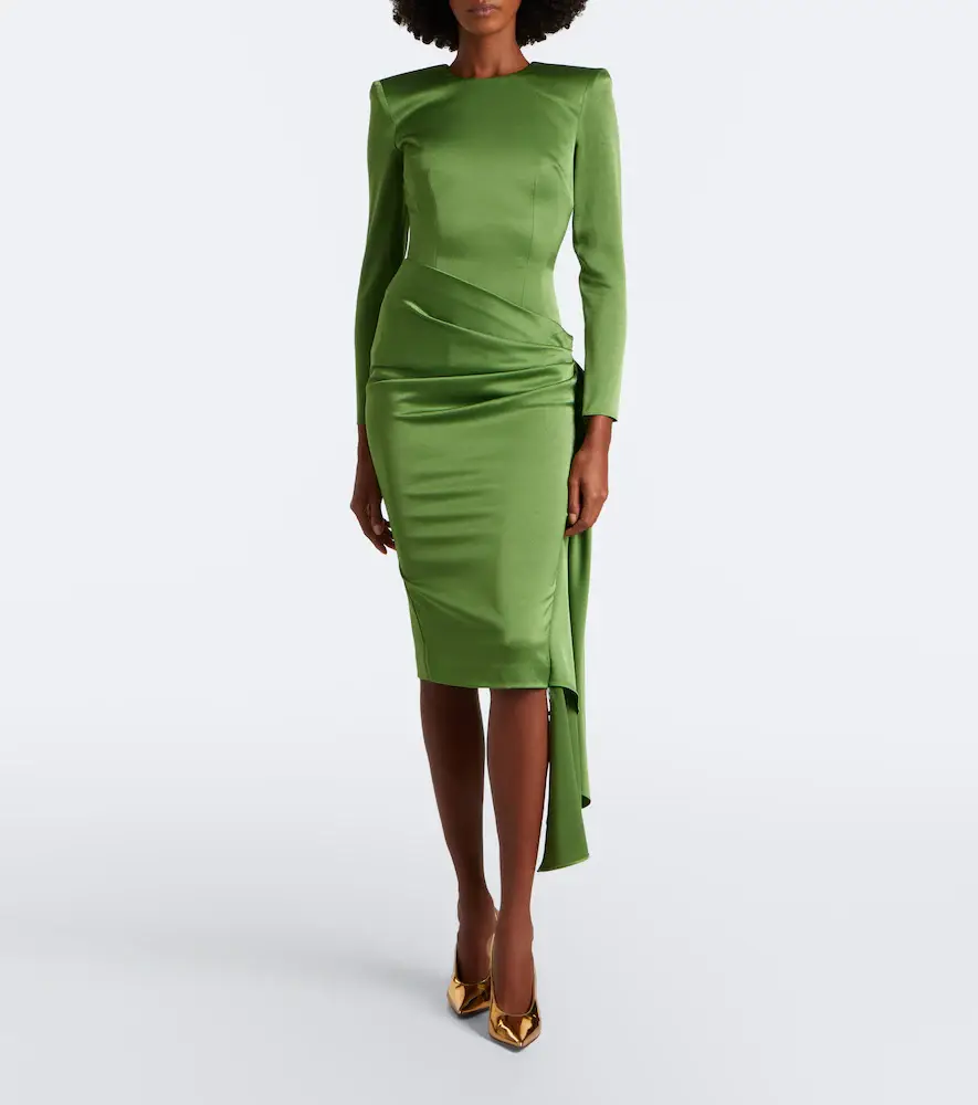 Alex Perry Draped crêpe satin midi dress | Thumbnail 5 Alex Perry Draped crêpe satin midi dress | Thumbnail 5