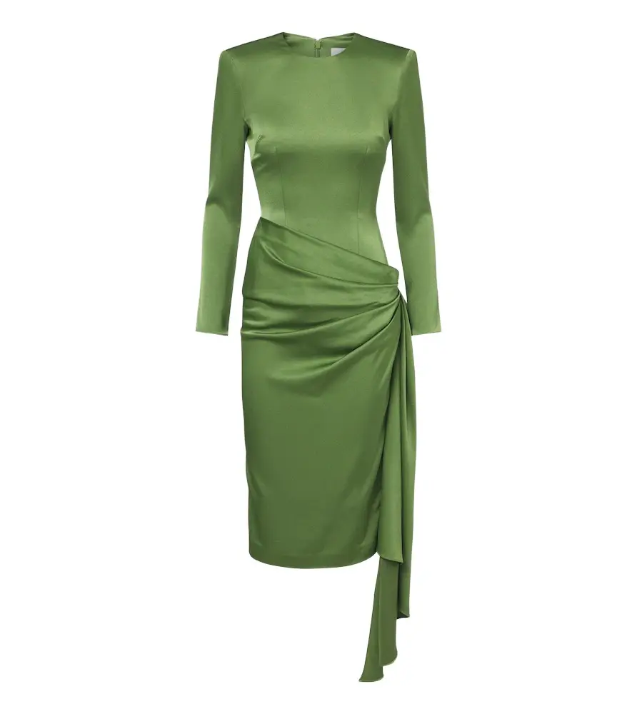 Draped crêpe satin midi dress