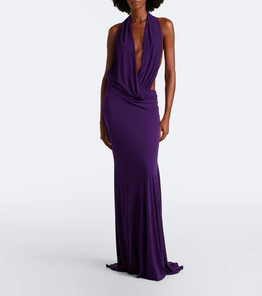 Alex Perry Draped halterneck jersey gown | Thumbnail 4