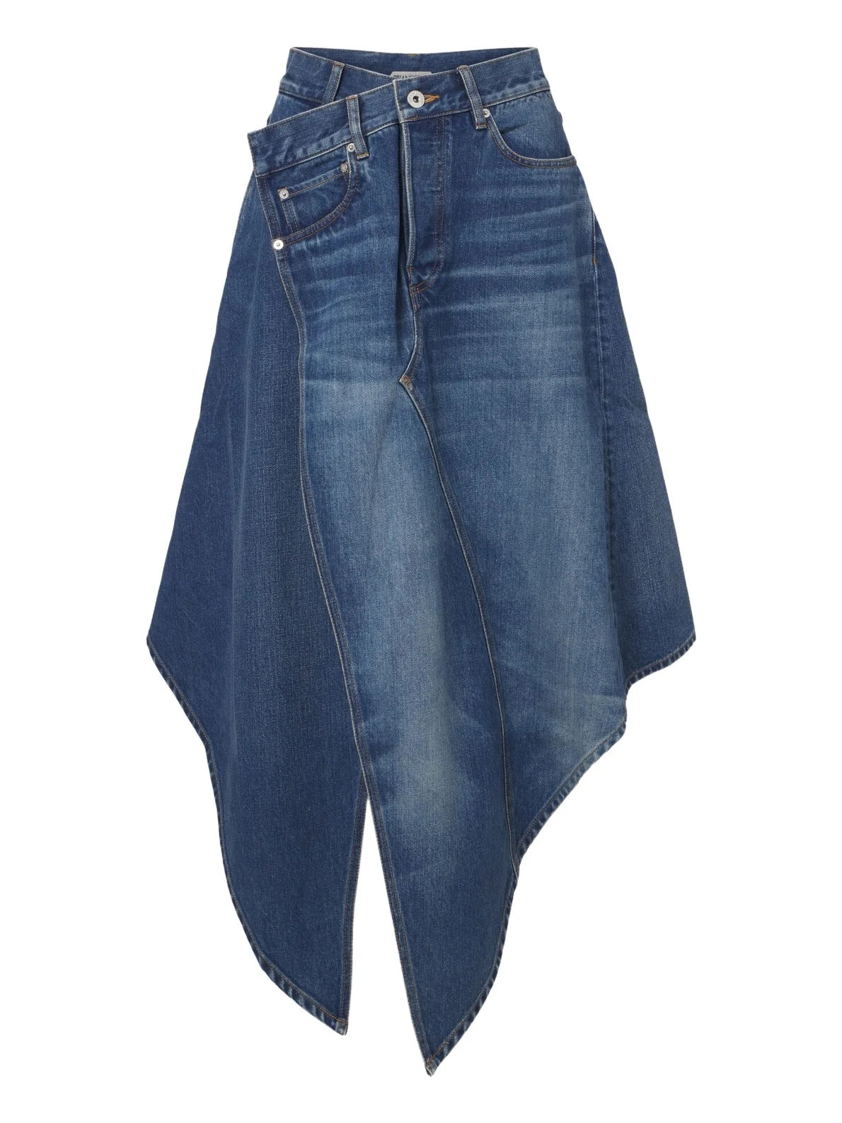 Asymmetric draped denim midi skirt Asymmetric draped denim midi skirt