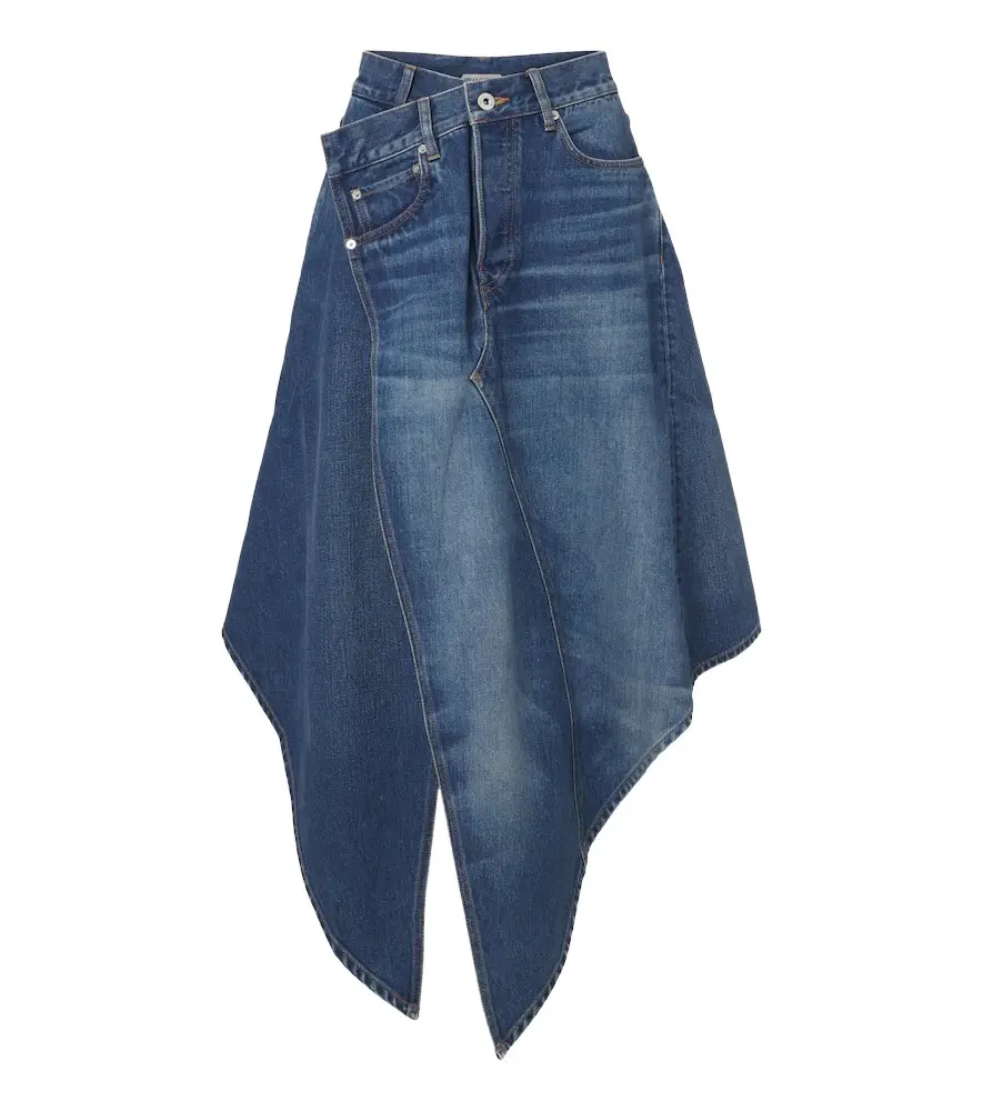JW Anderson Asymmetric draped denim midi skirt