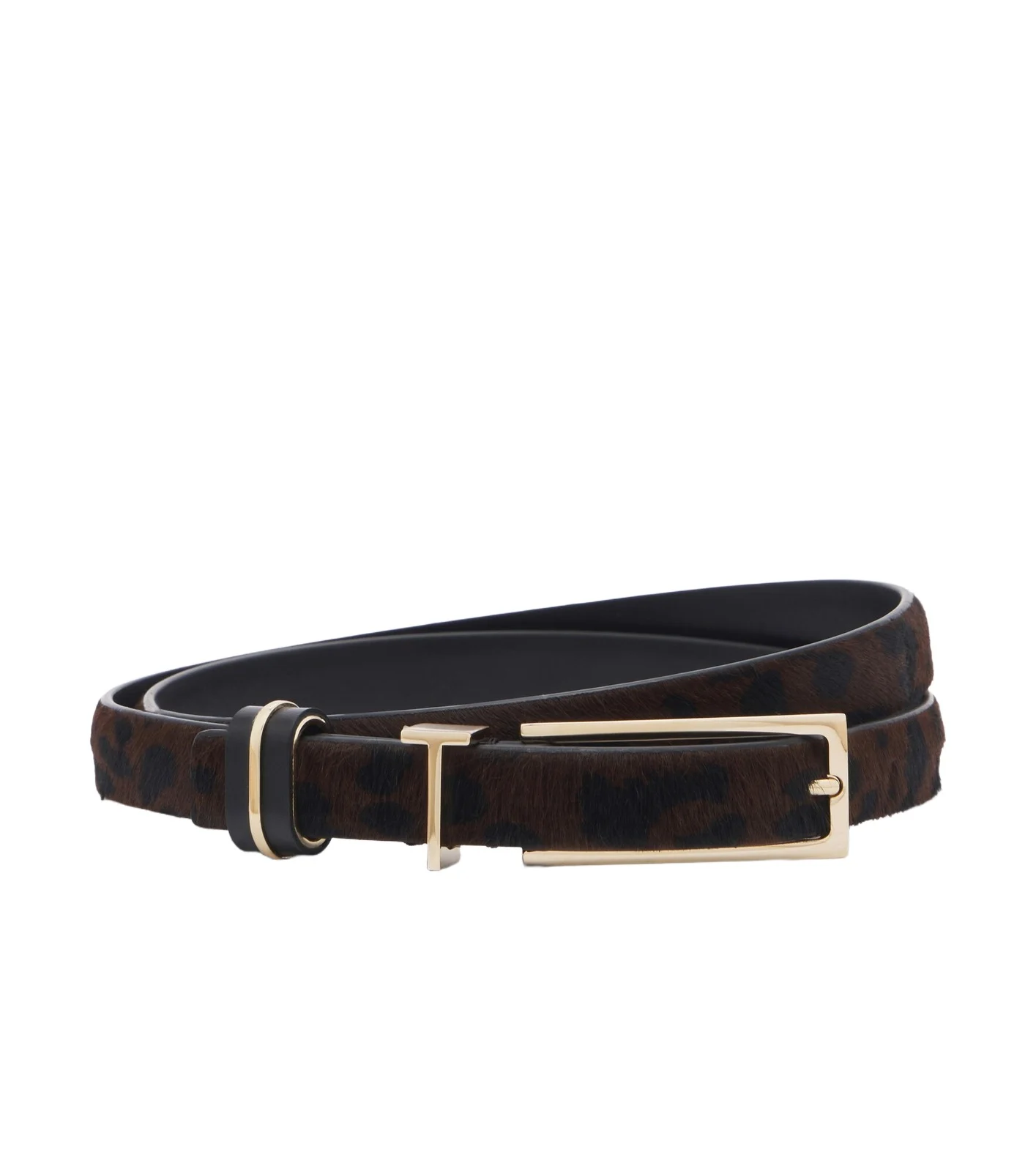 Leopard-print calf hair belt